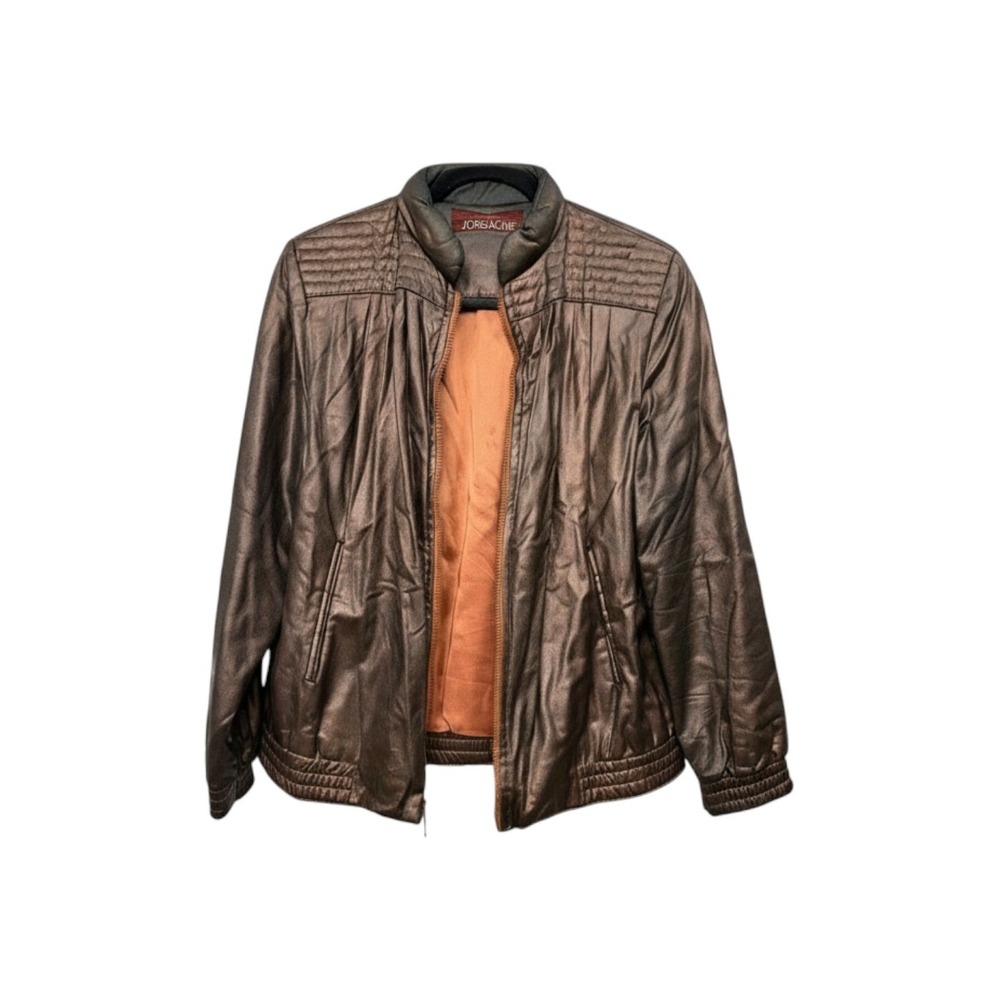 Vintage Metallic Jordache Women's Metallic Medium Copper Bomber Jacket Quilted